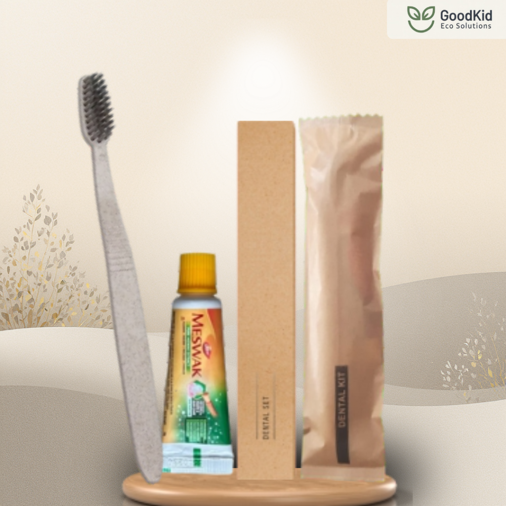 Eco friendly bamboo dental kit with toothbrush and tongue cleaner