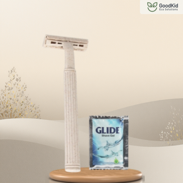 Eco friendly wheatstraw shaving kit with razor and shaving gel